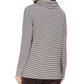 Blusa listrada com decote careca feminina Charter Club, preta, tamanho grande