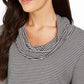 Top listrado com decote em V feminino Charter Club, preto, tamanho XX-G