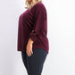 Blusa de veludo com mangas amarradas Charter Club feminina, roxo escuro, tamanho grande