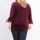 Blusa de veludo com mangas amarradas Charter Club feminina, roxo escuro, tamanho grande