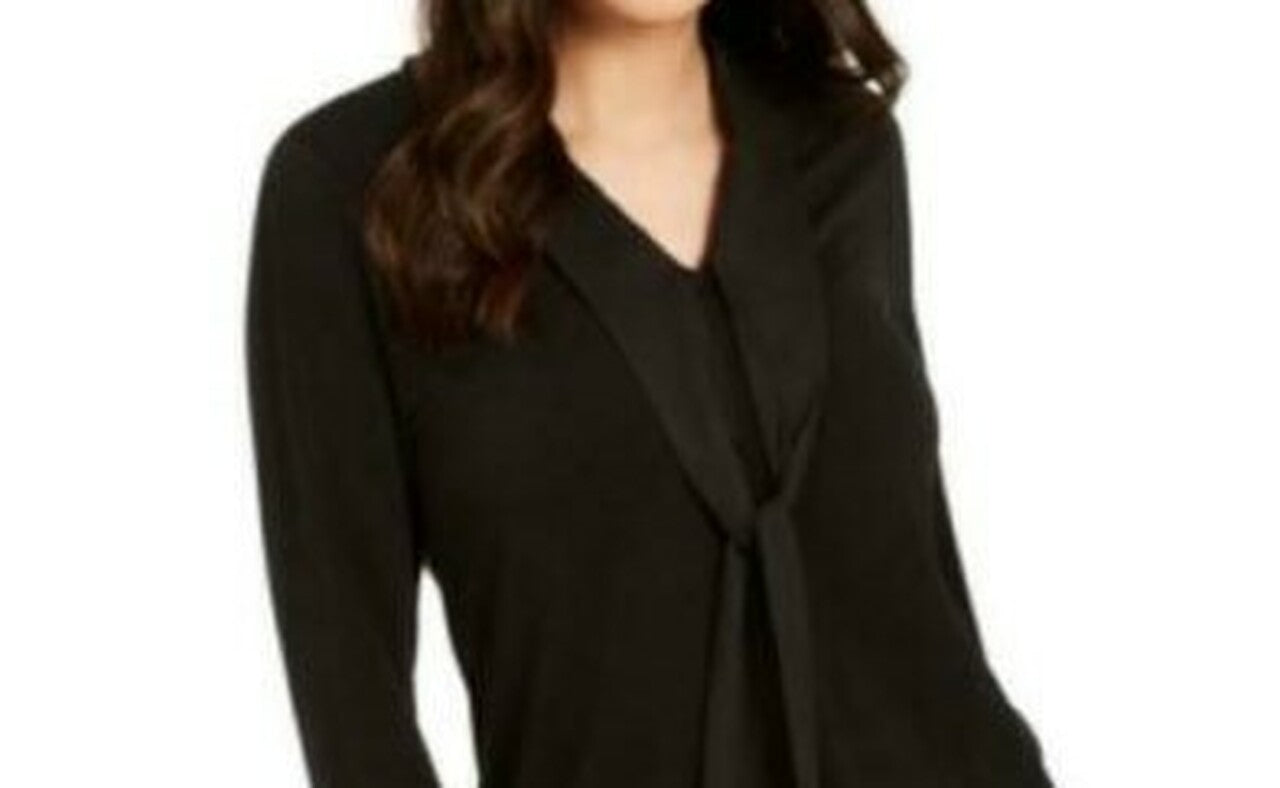 Charter Club Top feminino com amarração, preto, tamanho extragrande