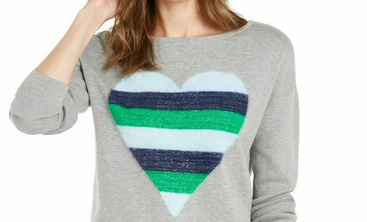 Suéter túnica feminino Maison Jules com motivo de coração, cinza, tamanho grande