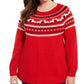 Suéter feminino plus size Fair-Isle estampado vermelho tamanho 2X da Charter Club