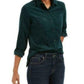 Camisa feminina de veludo cotelê liso Charter Club, verde escuro, tamanho médio