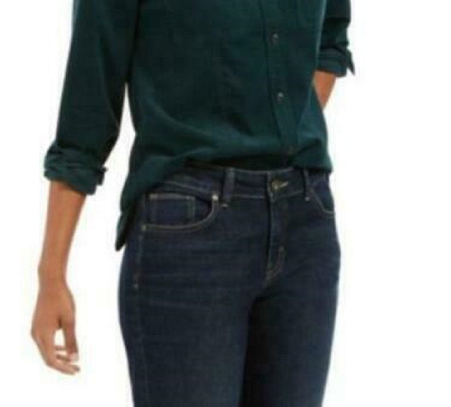 Camisa feminina de veludo cotelê liso Charter Club, verde escuro, tamanho médio