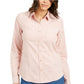 Camisa feminina Charter Club de veludo cotelê sólida rosa tamanho extra grande
