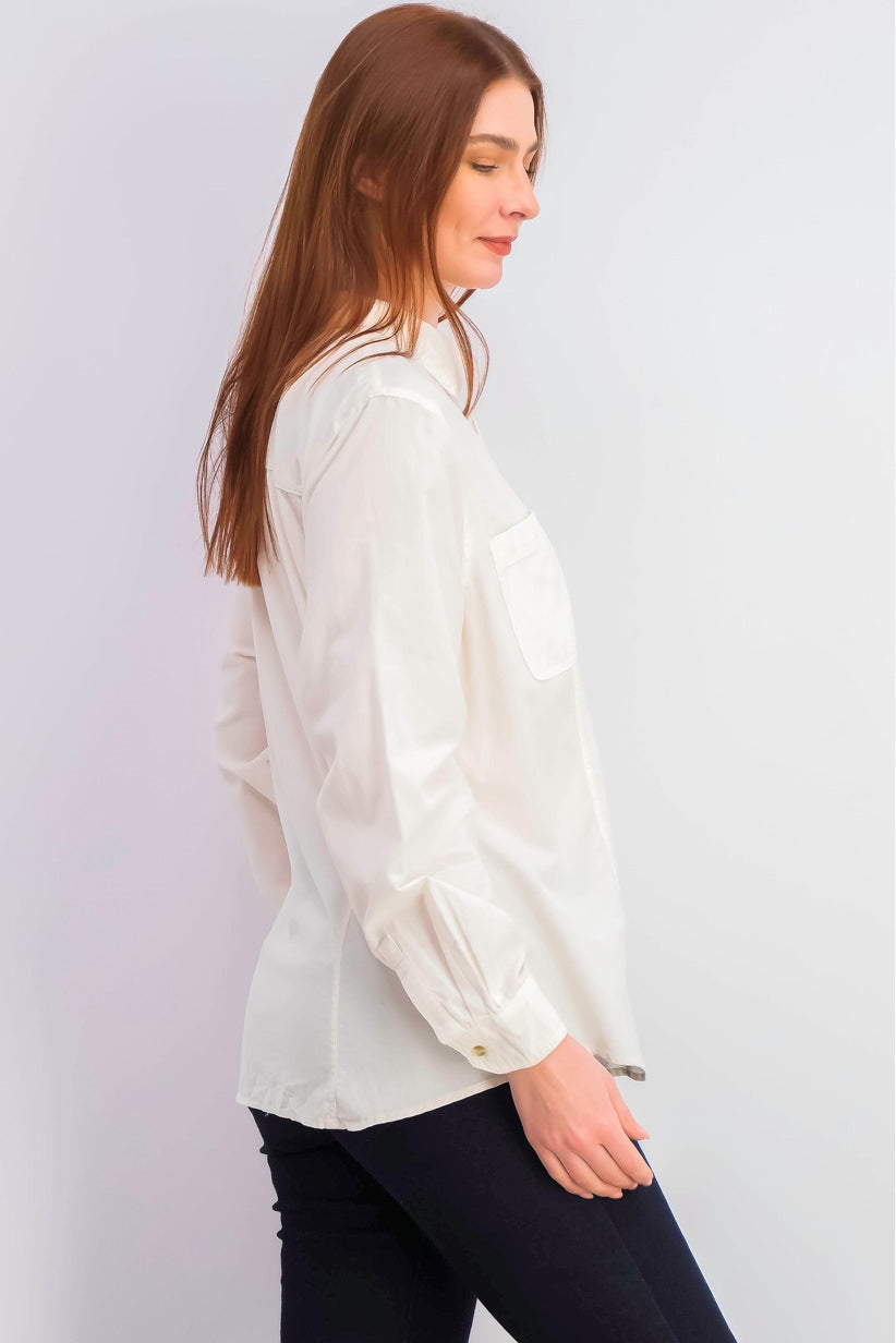 Camisa feminina de veludo cotelê sólida Charter Club, branca, tamanho extra pequeno