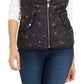 Colete acolchoado feminino com estampa floral Charter Club, preto, tamanho pequeno
