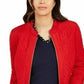 Jaqueta feminina acolchoada com gola mandarim Charter Club, vermelha, tamanho X-S