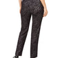 Calça feminina reta jacquard JM Collection, preta, tamanho pequeno