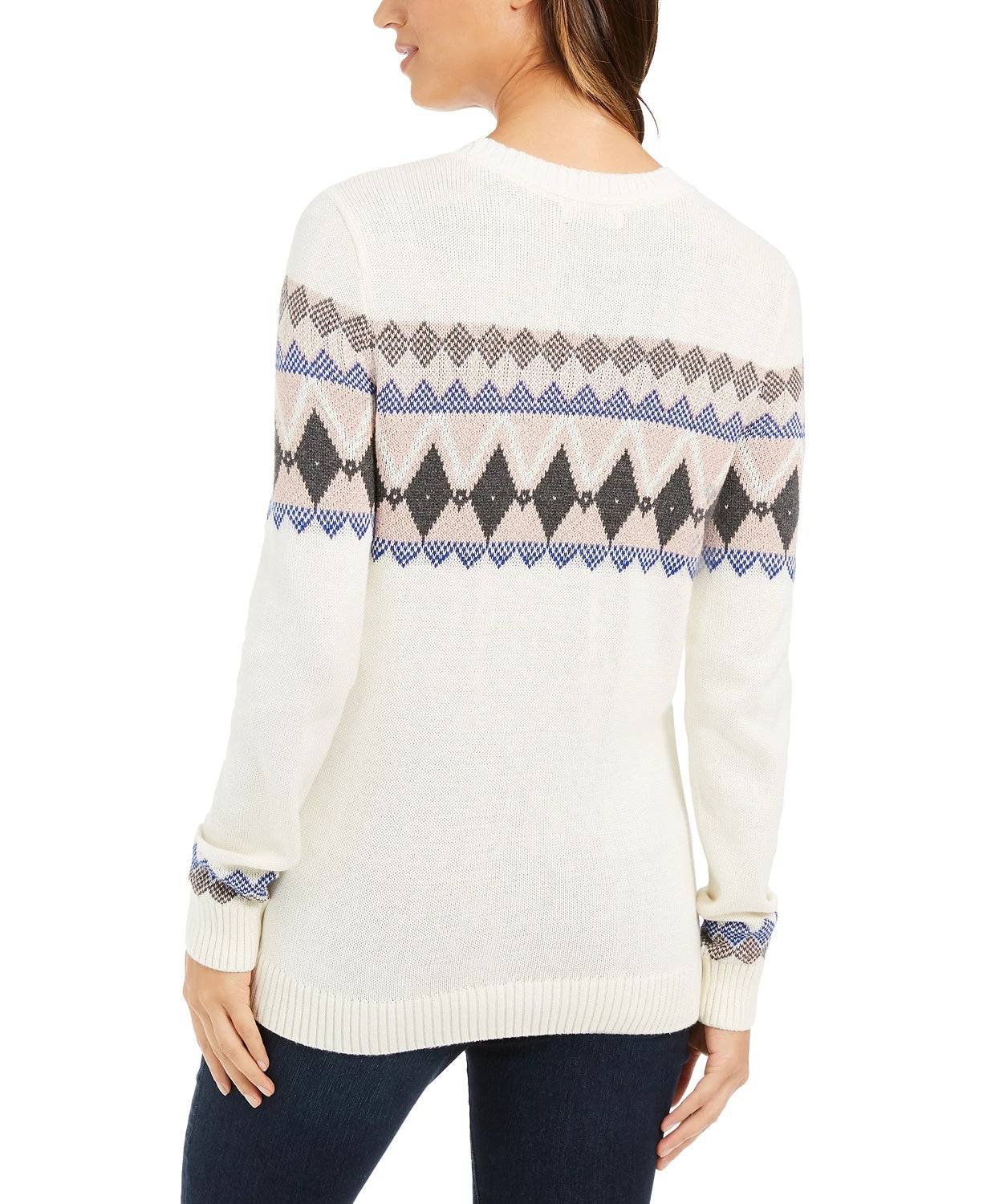 Suéter feminino Fair Isle Charter Club, tamanho natural, médio