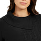 Suéter feminino Charter Club Patchwork Stitch com gola assimétrica, preto, tamanho X-G