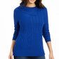 Suéter feminino Charter Club Patchwork Stitch com gola assimétrica, azul, tamanho médio