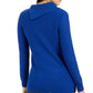 Suéter feminino Charter Club Patchwork Stitch com gola assimétrica, azul, tamanho médio