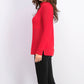 Suéter feminino Charter Club com patchwork e gola assimétrica, tamanho pequeno, vermelho