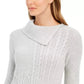 Suéter feminino Charter Club Patchwork Stitch com gola assimétrica, tamanho natural médio