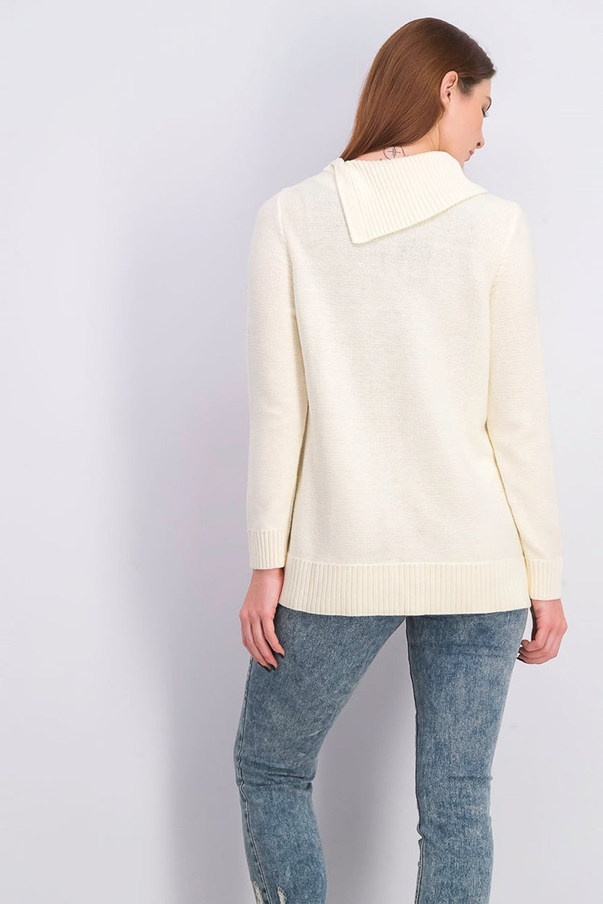Suéter feminino Charter Club com patchwork e gola assimétrica, tamanho natural XXG