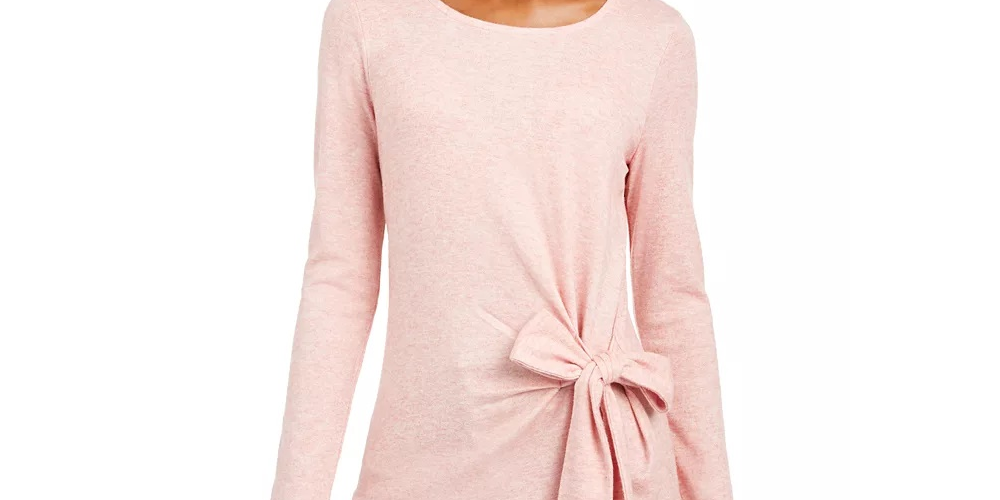 INC International Concepts Top feminino com amarração lateral rosa tamanho extragrande