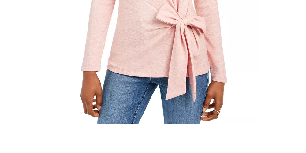 INC International Concepts Top feminino com amarração lateral rosa tamanho extragrande