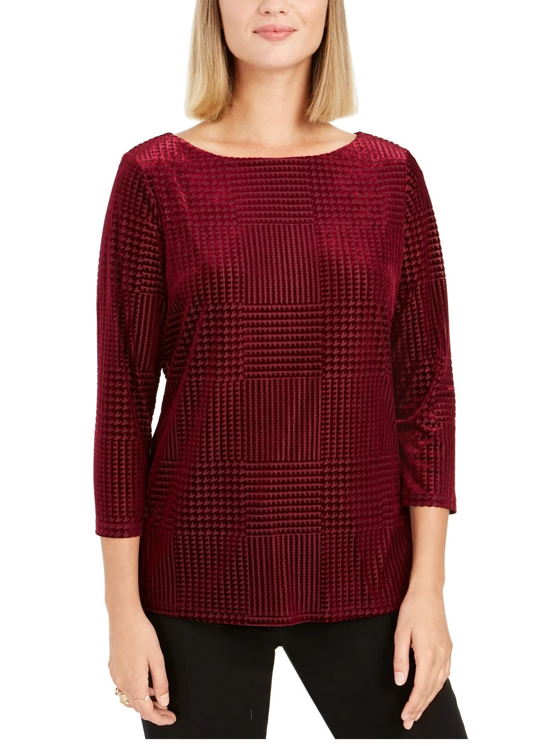 Top de veludo texturizado feminino Charter Club, roxo, tamanho extragrande