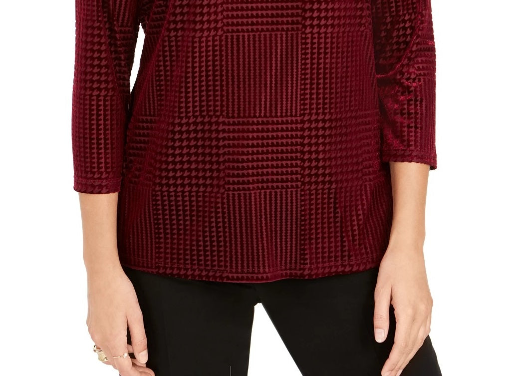 Top de veludo texturizado feminino Charter Club, roxo, tamanho extragrande