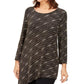 JM Collection Top assimétrico metálico feminino, preto, tamanho pequeno médio