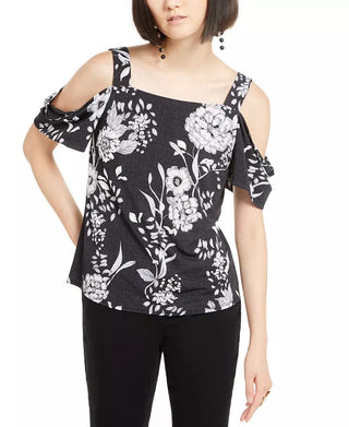 Blusa feminina de ombro descoberto INC International Concepts, preta, tamanho grande