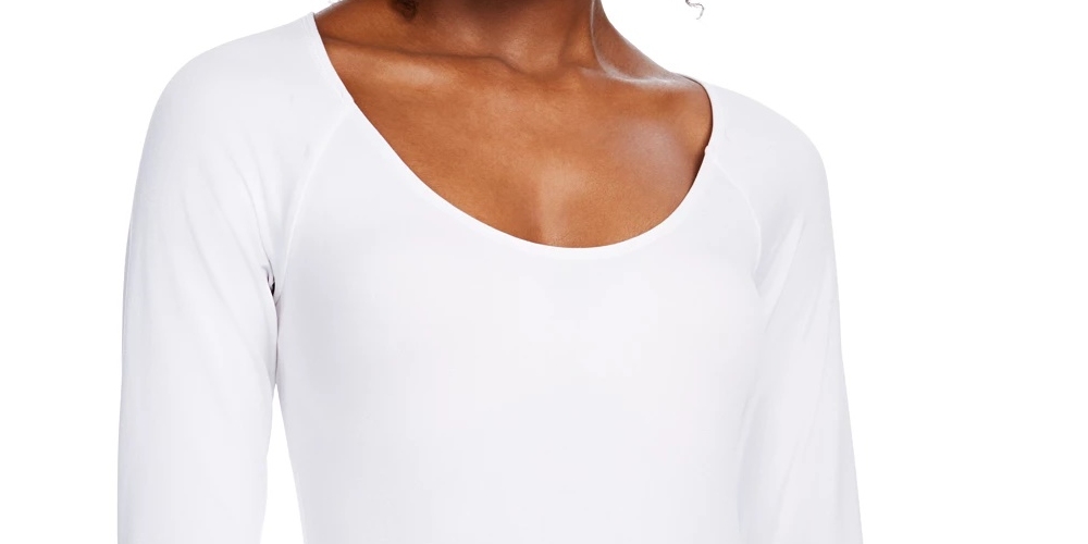 Body feminino Bar III com decote redondo, branco, tamanho pequeno