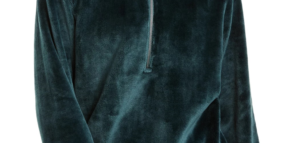 Ideology Moletom com capuz feminino de pele sintética e zíper de um quarto, verde escuro, tamanho pequeno