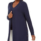 Cardigan feminino de algodão com botões laterais e abertura frontal, tamanho XXG, azul, da coleção JM