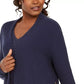 Cardigan feminino de algodão com botões laterais e abertura frontal, tamanho XXG, azul, da coleção JM