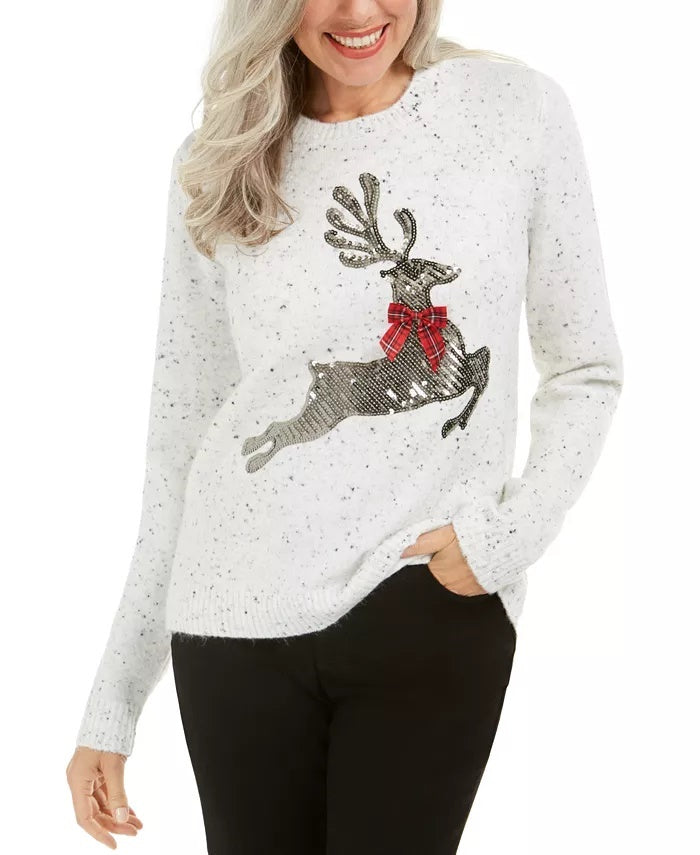 Karen Scott Suéter Feminino Rena com Lantejoulas Branco Tamanho X-G