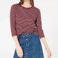 Camisa listrada feminina Maison Jules com manga 3/4, vinho, tamanho grande
