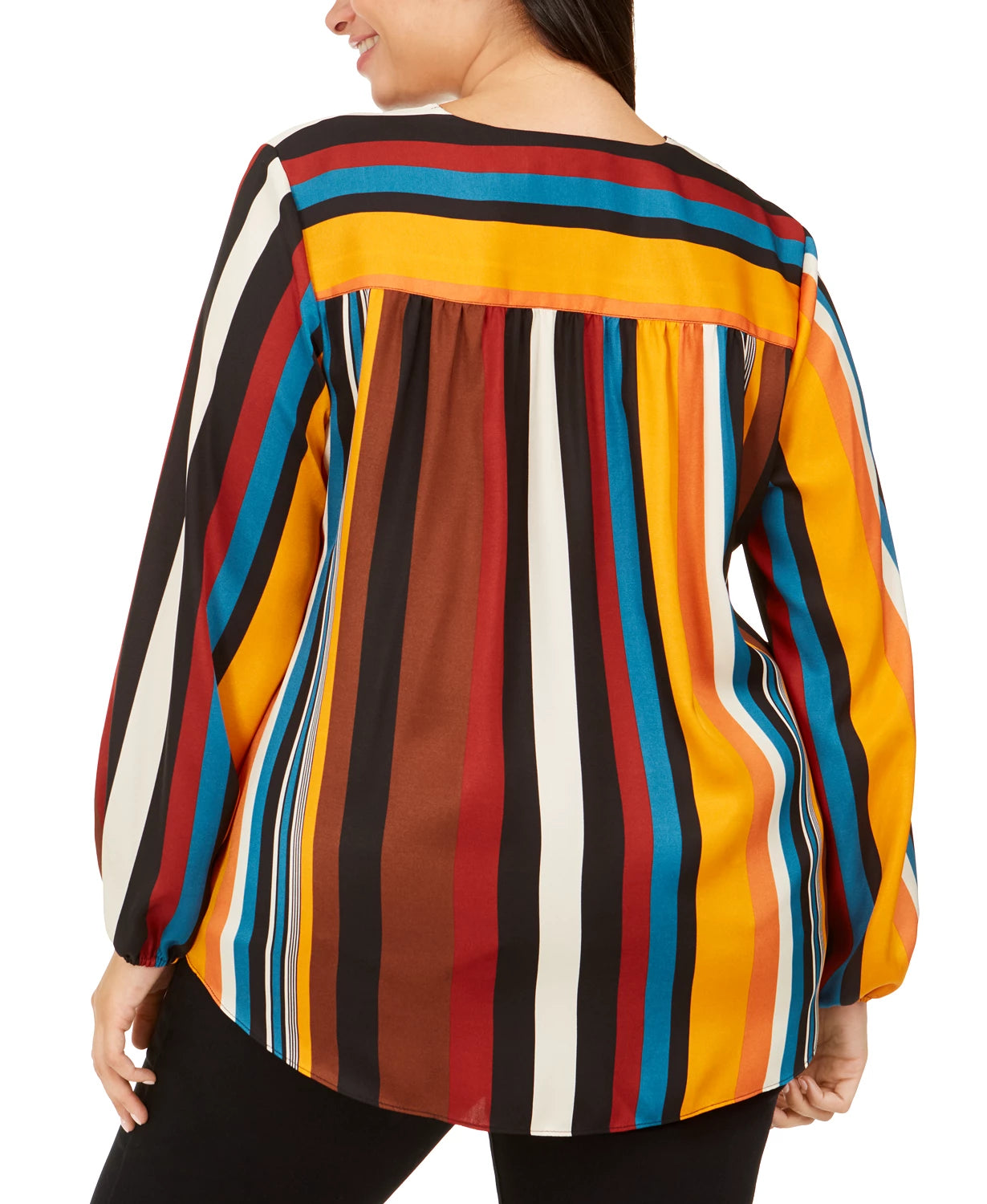 Blusa feminina listrada plus size laranja INC International Concepts, tamanho 3X