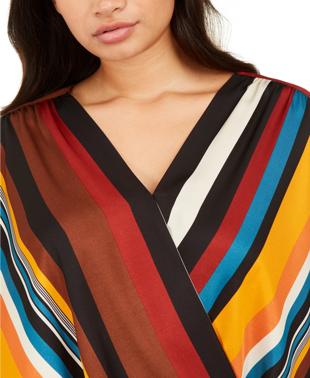 Blusa feminina listrada plus size laranja INC International Concepts, tamanho 3X