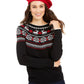 Suéter feminino metálico Fair Isle Family Charter Club, preto, tamanho pequeno