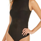 INC International Concepts Body feminino listrado com tanga, preto, tamanho grande