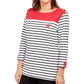 Karen Scott Sport Top Listrado Colorblocked Vermelho Brilhante Tamanho Grande