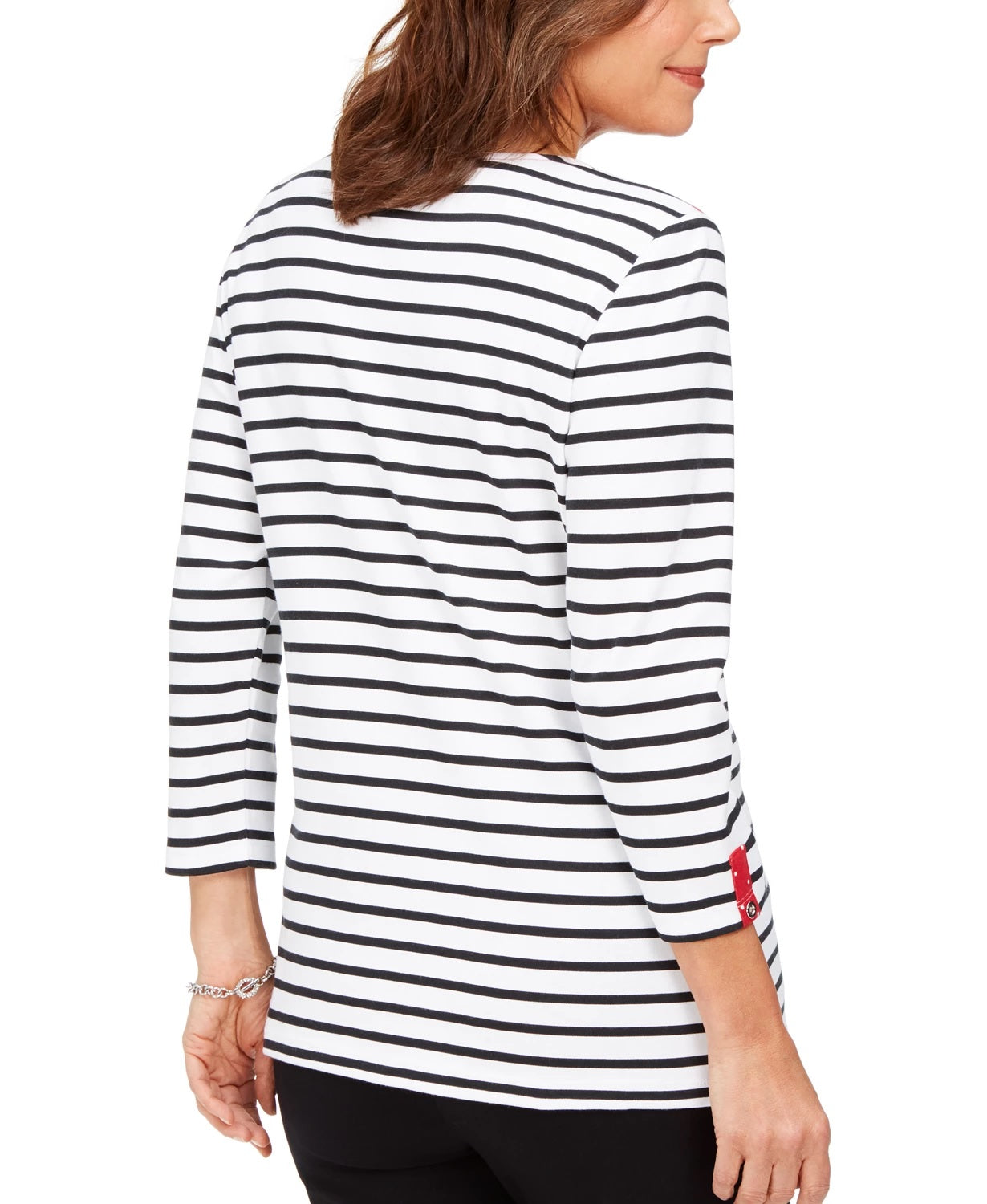 Karen Scott Sport Top Listrado Colorblocked Vermelho Brilhante Tamanho Grande