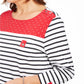 Karen Scott Sport Top Listrado Colorblocked Vermelho Brilhante Tamanho Grande