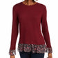 Blusa feminina com babados e estampa floral Maison Jules, vinho, tamanho médio