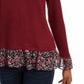 Blusa feminina com babados e estampa floral Maison Jules, vinho, tamanho médio