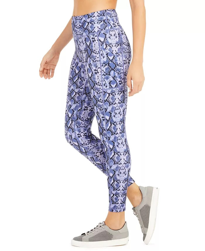 Leggings femininas com estampa de python da Ideology, roxas, tamanho pequeno