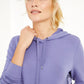 Ideologia Moletom longo com capuz estampado feminino, tamanho médio, roxo
