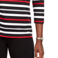 Karen Scott Sport Top Feminino Listrado Manga 3/4 Vermelho Brilhante Tamanho Grande