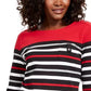 Karen Scott Sport Top Feminino Listrado Manga 3/4 Vermelho Brilhante Tamanho P