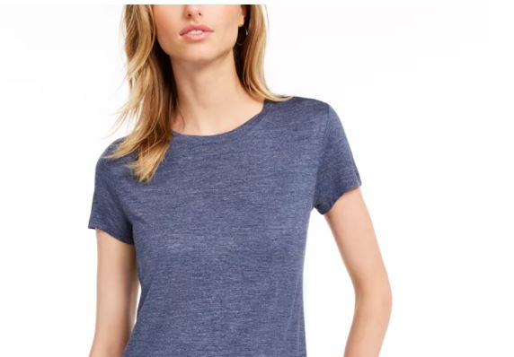 Camiseta feminina lisa com amarração nas costas Maison Jules, azul-escuro, tamanho grande
