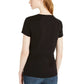 Camiseta feminina INC International Concepts de algodão com strass e detalhes em chuva, preta, tamanho grande
