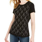 Camiseta feminina INC International Concepts de algodão com strass e detalhes em chuva, preta, tamanho grande