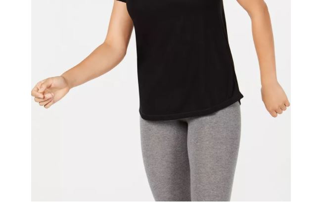 Camiseta feminina Ideology com costas em malha, preta, tamanho XX-G